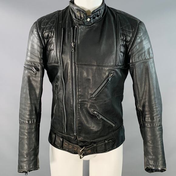 HEIN GERICKE for HARLEY DAVIDSON Vintage Size L Black Leather Motorcycle Jacket